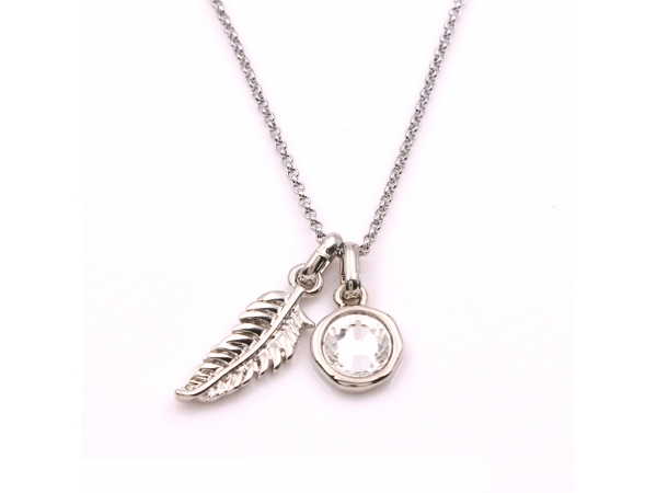Cr-4s 2pcs Feather & Crystal Pendant