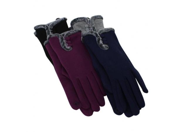 G-002 Winter Glove With Fur Trim: 12pack 4/black 4/grey 2/navy 2/purple.