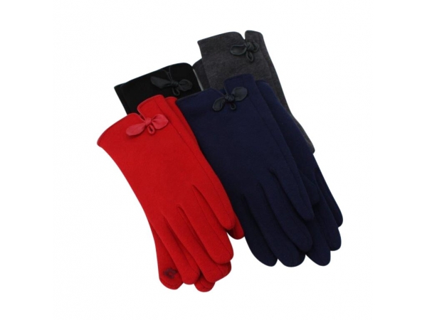 G-Bow Winter Glove With Leather Bow: 12 pack : 4/black 4/Dk.grey 2/red 2/navy.