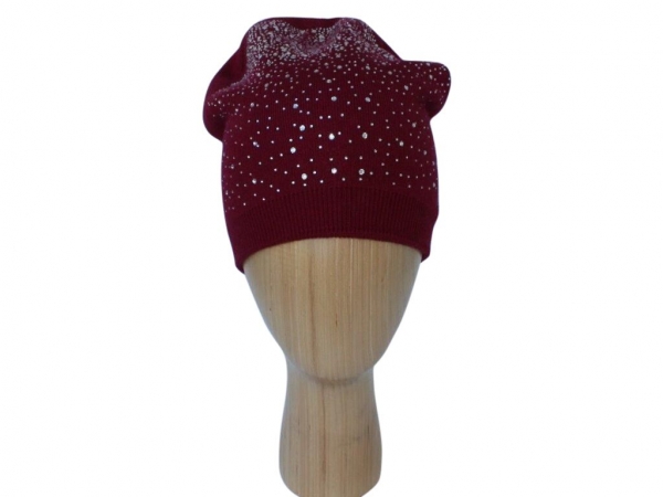 H015 Wine Crystal beanie double layered hat.