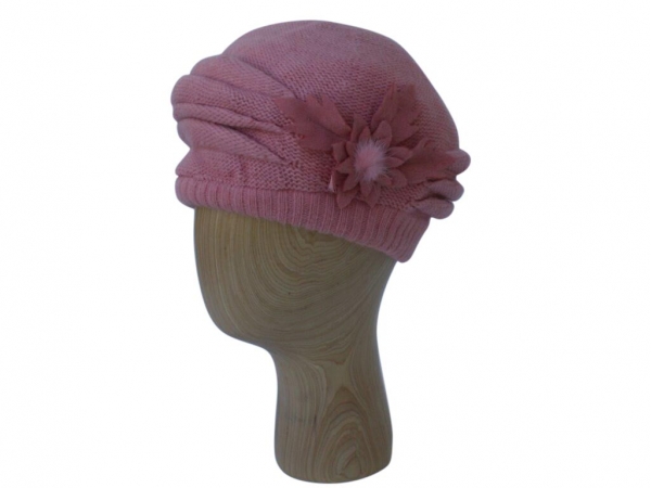 H021 Pink winter beret hat